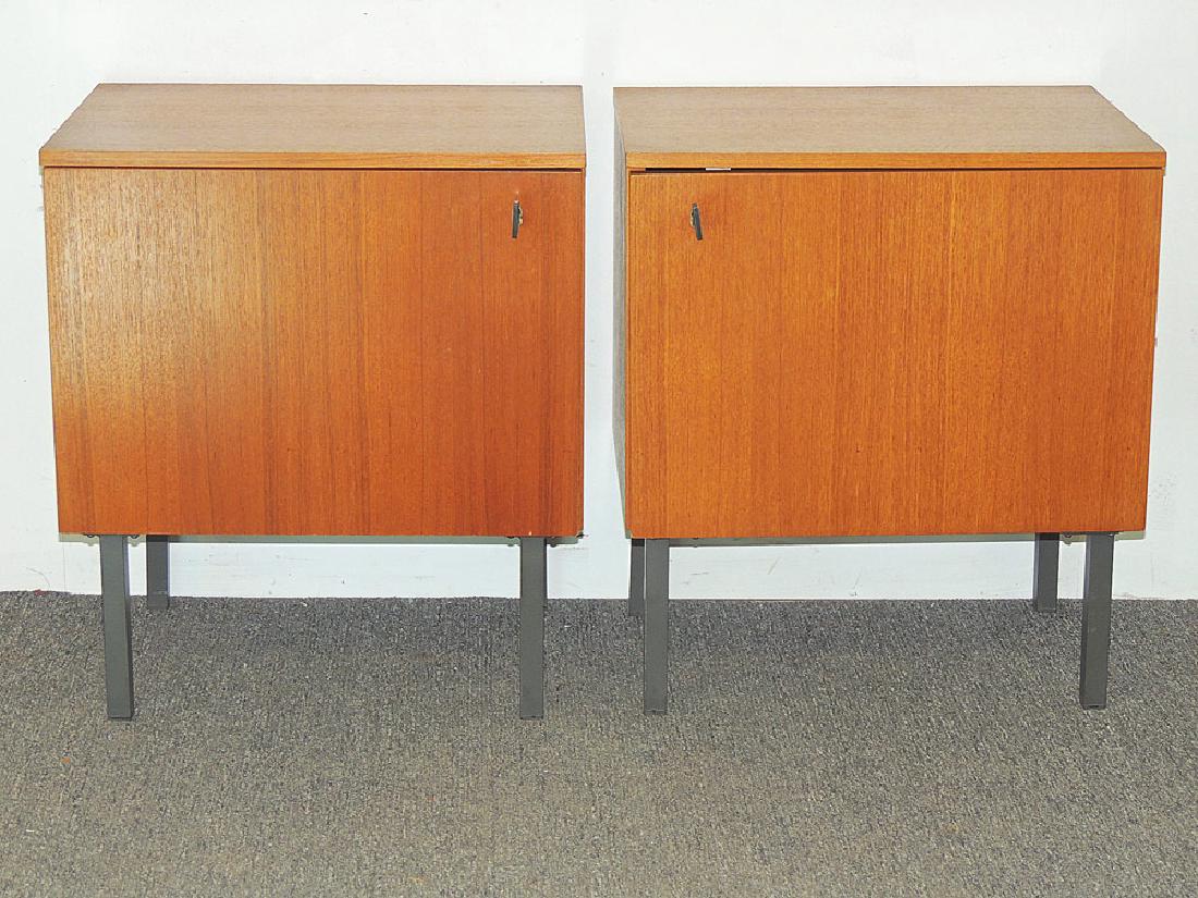 Pair of Modernist Teak Cabinet Nightstands (1 of 2)