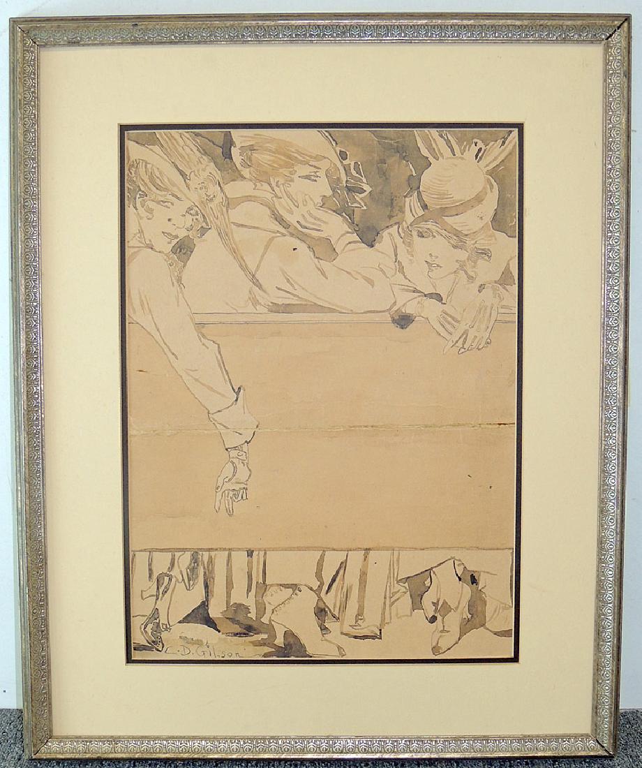 Charles D. Gibson Ink/Paper, Illustration of Women (1 of 2)