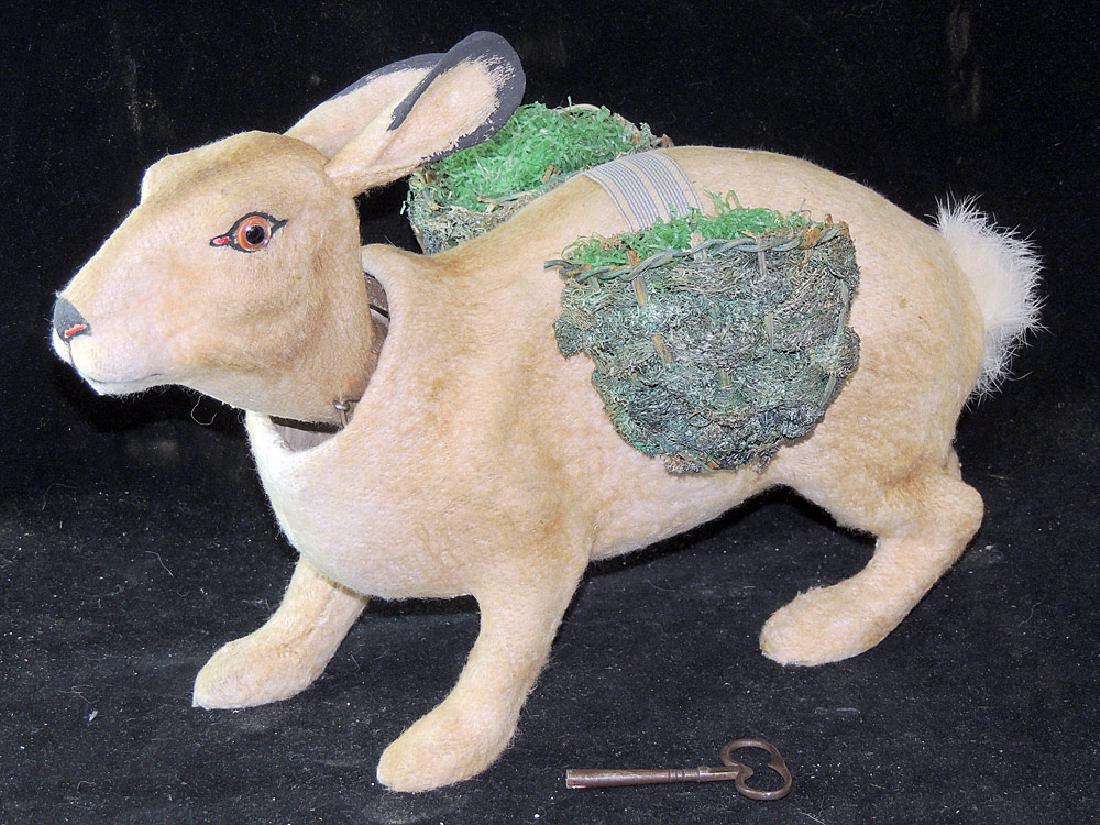 Large Mohair Rabbit Clockwork Nodder (1 of 2)