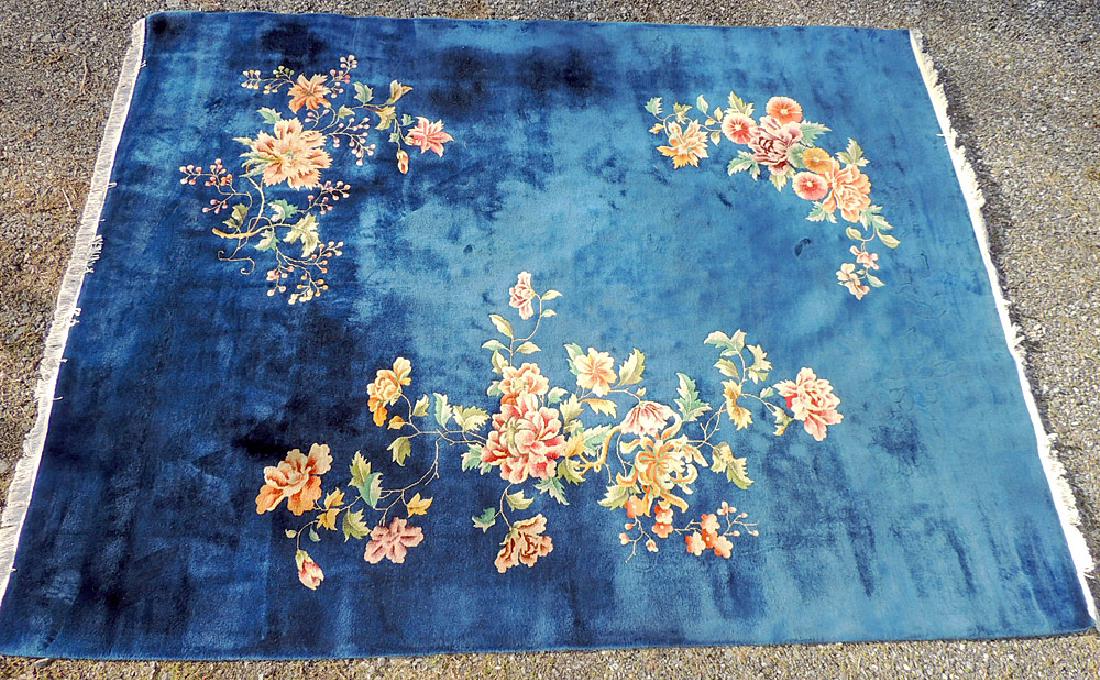 Blue/Floral Chinese Art Deco Room-size Carpet (1 of 4)