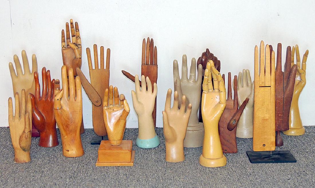 Collection of 18 Wood and Composite Glove Forms (1 of 2)