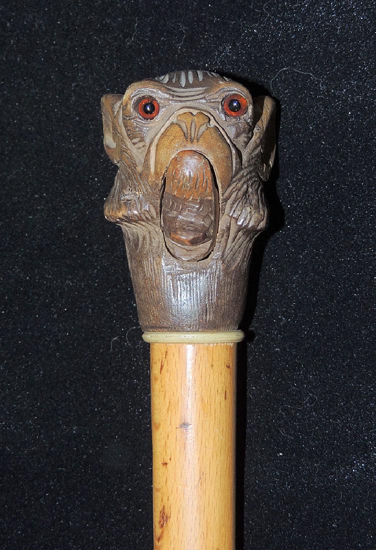 Carved Dog Glove Holder System Cane (1 of 3)