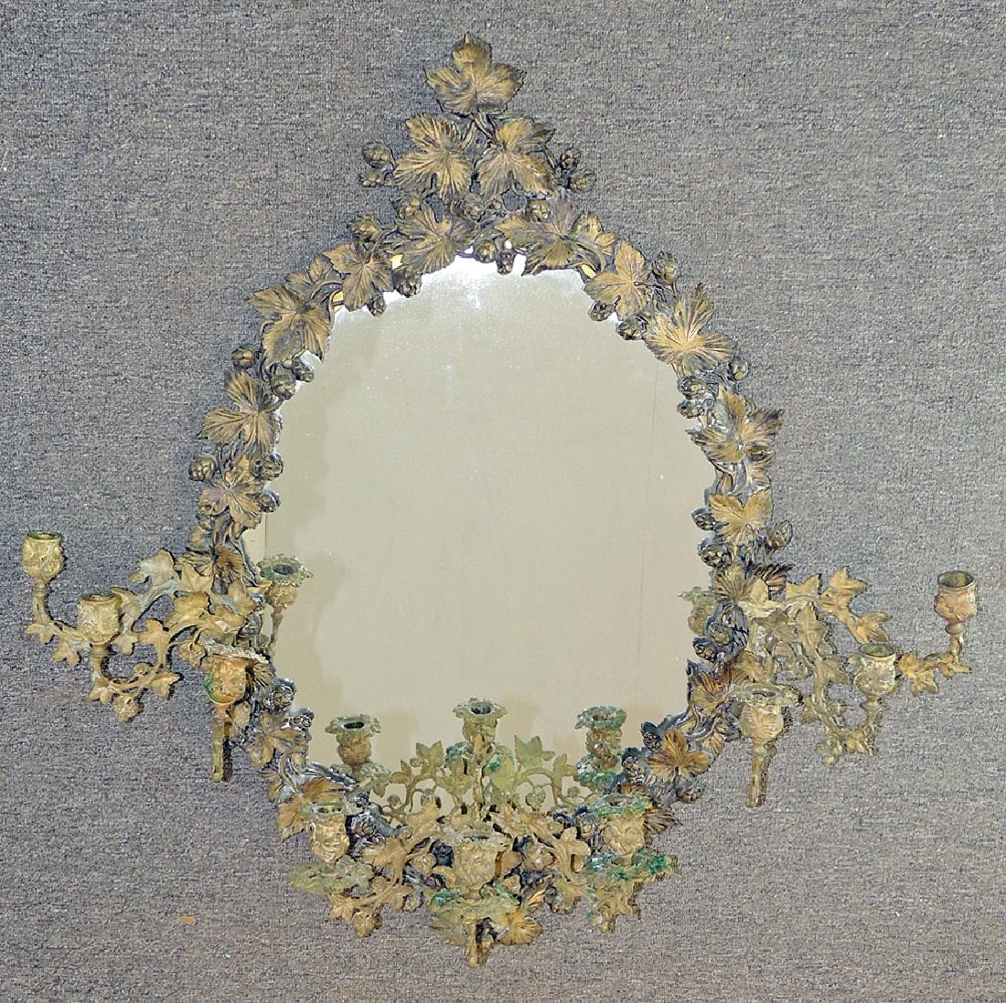 Rococo Revival Bronze Nine-Light Girandole Mirror (1 of 3)
