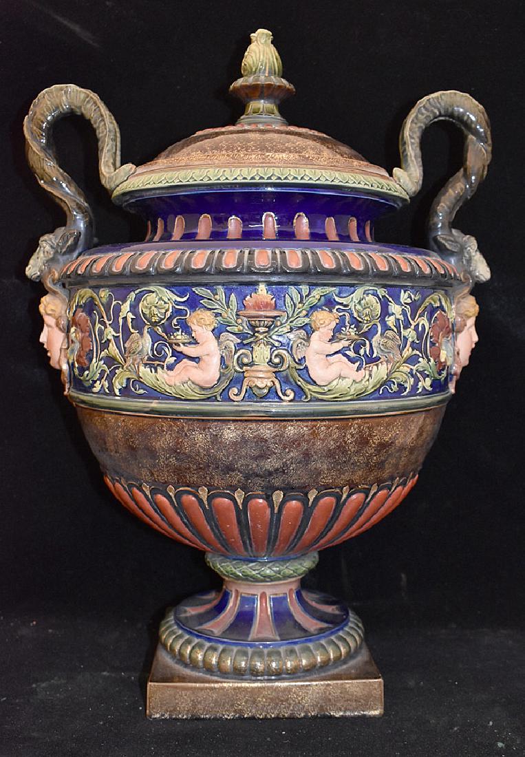 Continental Majolica Covered Urn (1 of 6)