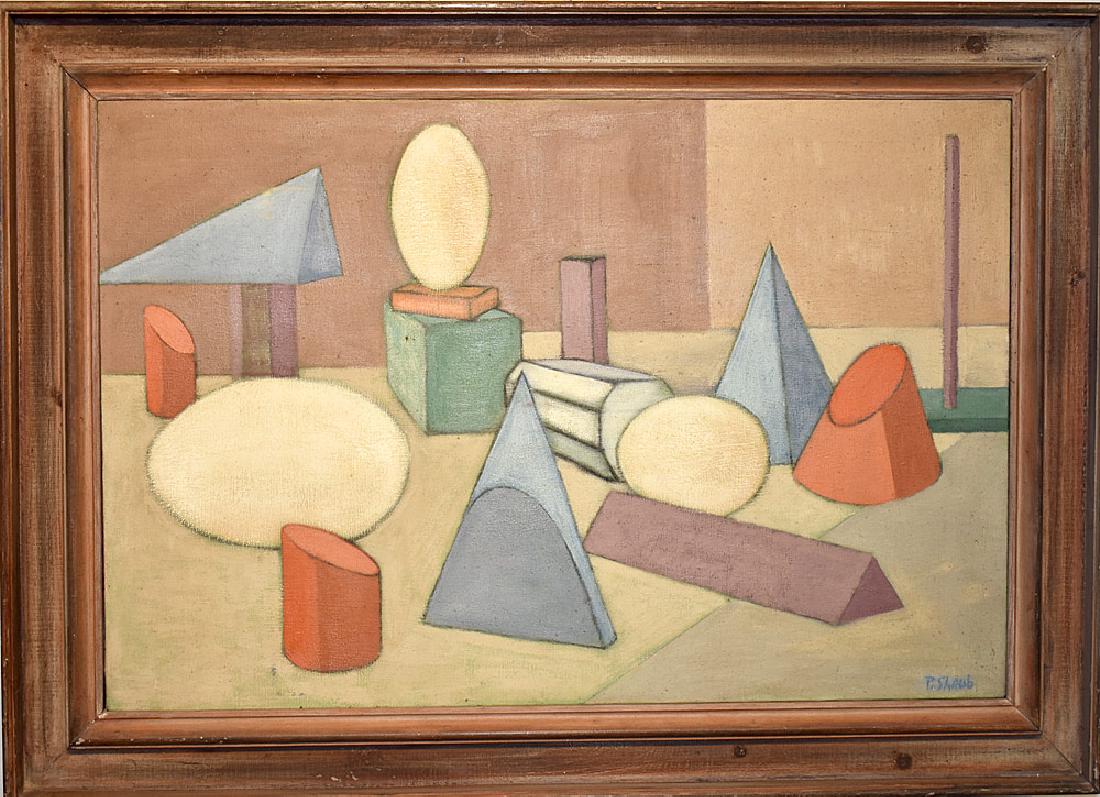 Paul Shaub Oil on Canvas, Cubist Still Life (1 of 3)