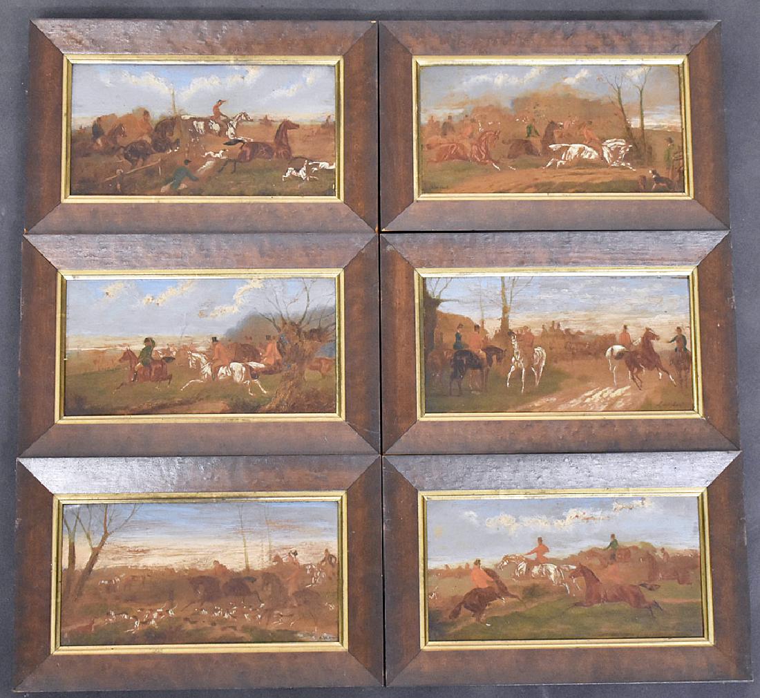 Attrb. John Sturgess, Six Hunt Scene Oils/Panel (1 of 3)