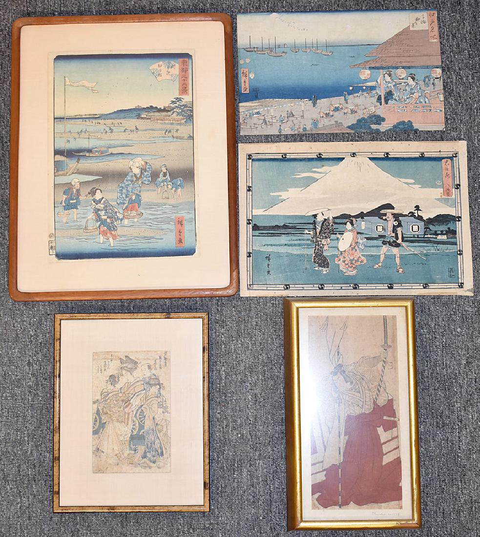 Group of Five Japanese Woodblock Prints (1 of 6)