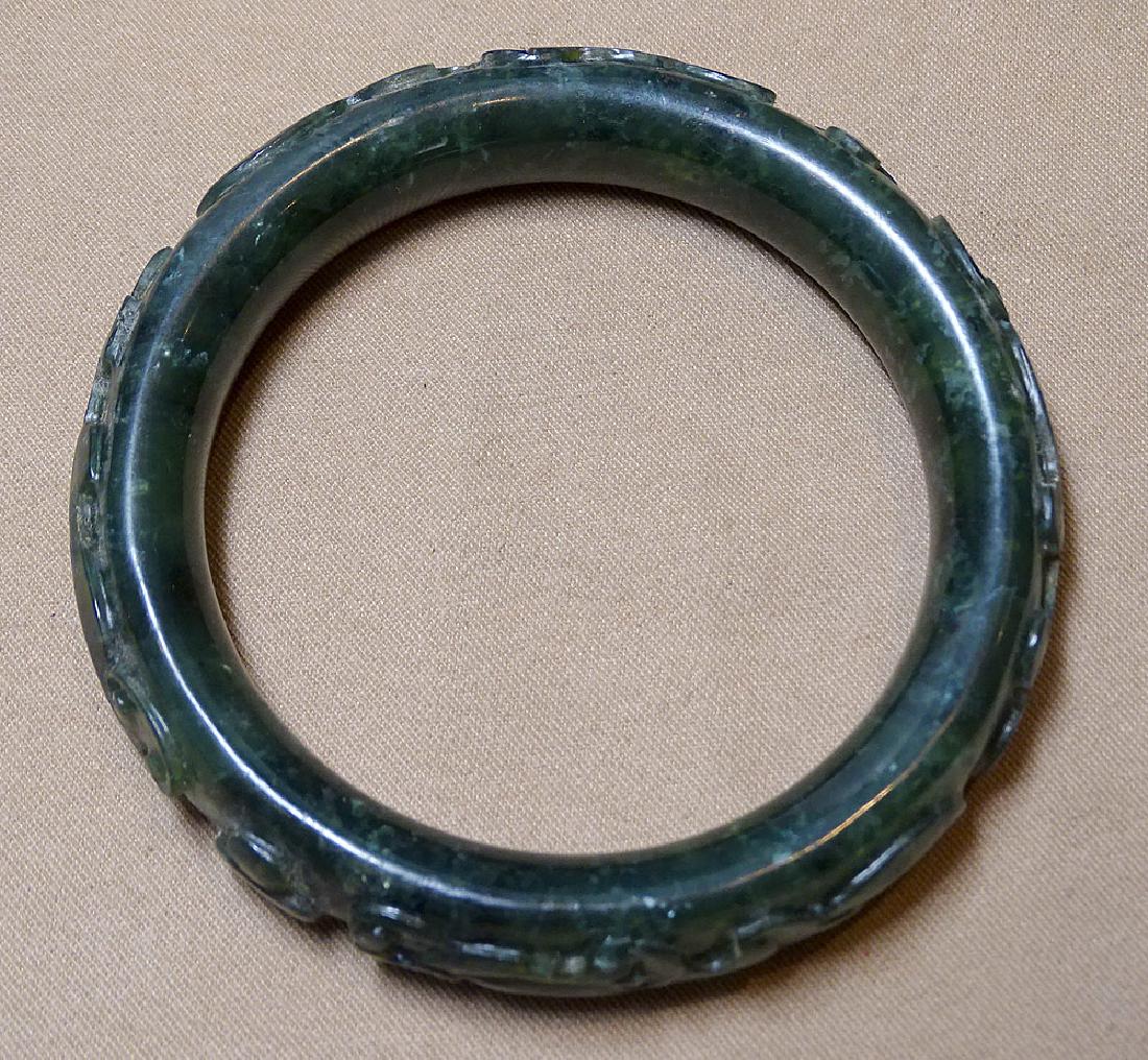 Carved Jade Bangle Bracelet (1 of 3)