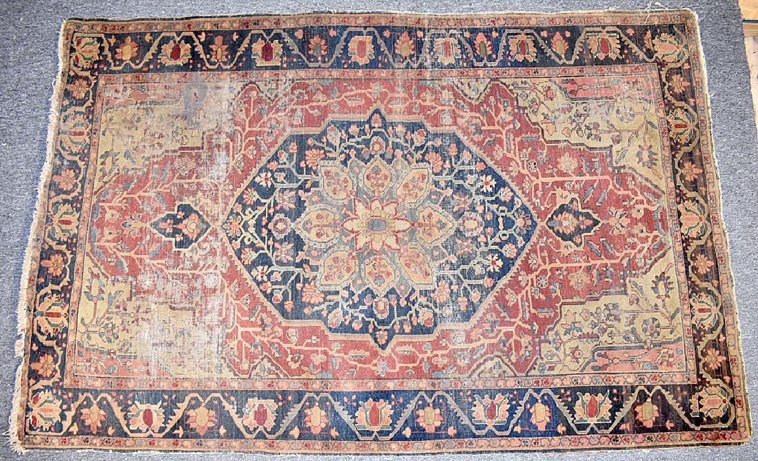 Kirman Carpet with Medallion Ctr., 77 x 51 in. (1 of 5)