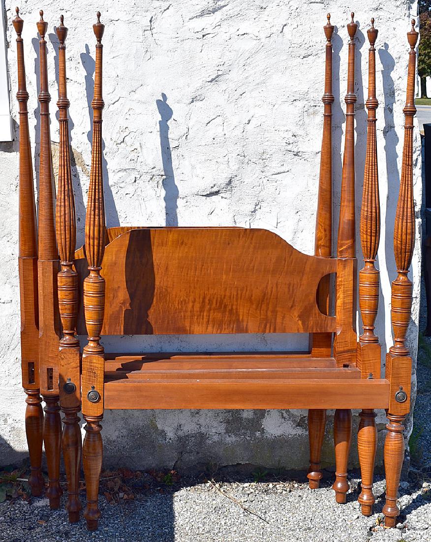 Pair of Tiger Maple Twin Beds (1 of 2)