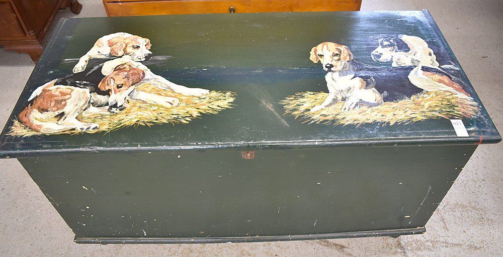 Paint-decorated Pine Blanket Chest (1 of 4)