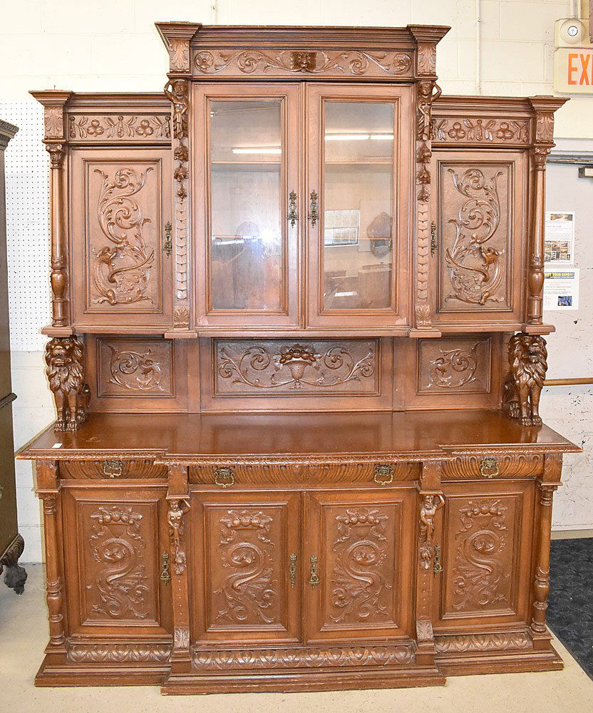 Continental Carved Figural Court Cupboard (1 of 6)