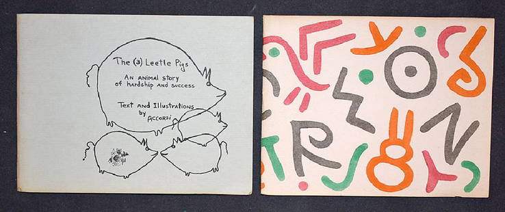 Two Private Press Illustrated Books: A lot of two private press illustrated books: "The (3) Leetle Pigs, An Animal Story of Hardship and Success" by William Accorsi, W.C. Dykstra, Alma, MI, 1961, signed in pen and numbered 416; "The Brav