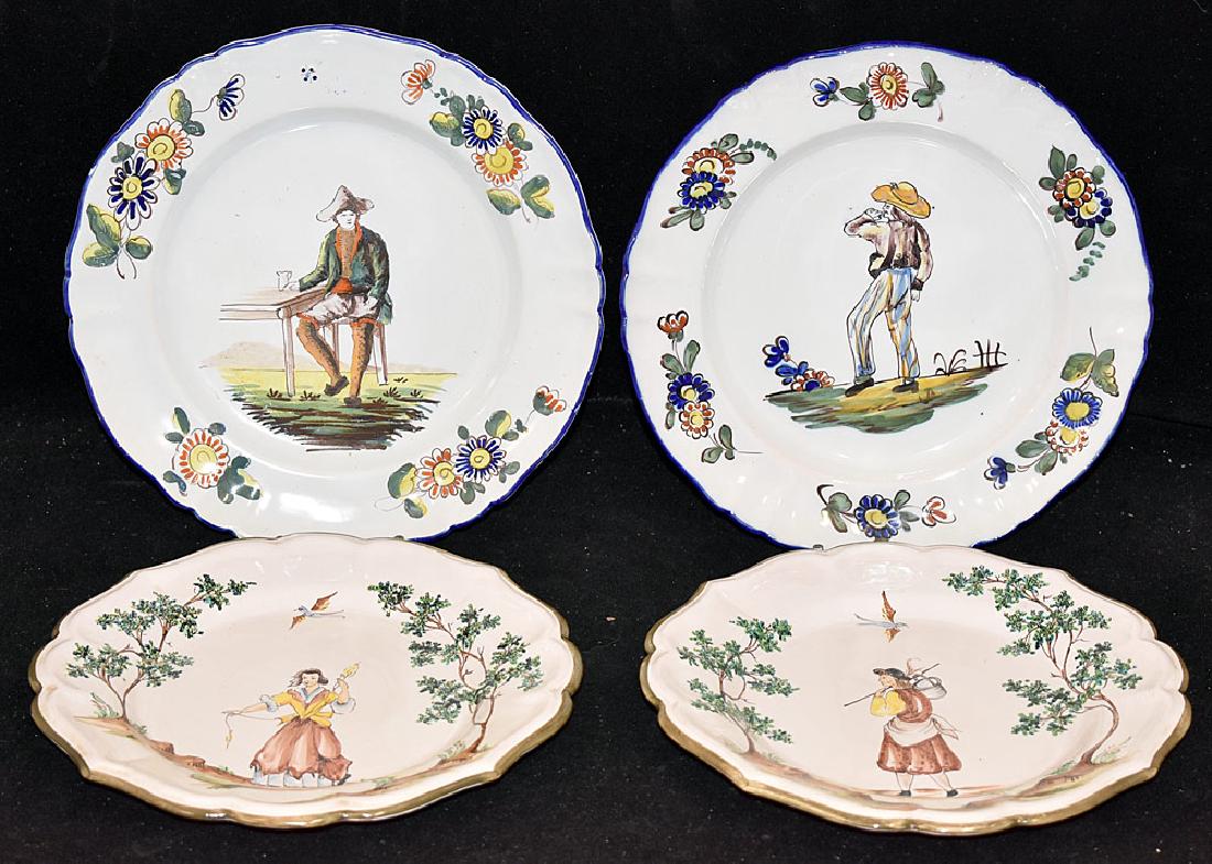 Four Continental Faience Pottery Plates (1 of 2)