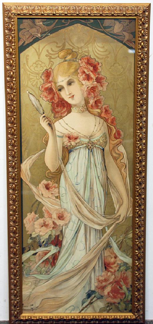 Mary Golay Color Lithograph, Woman with Mirror (1 of 3)