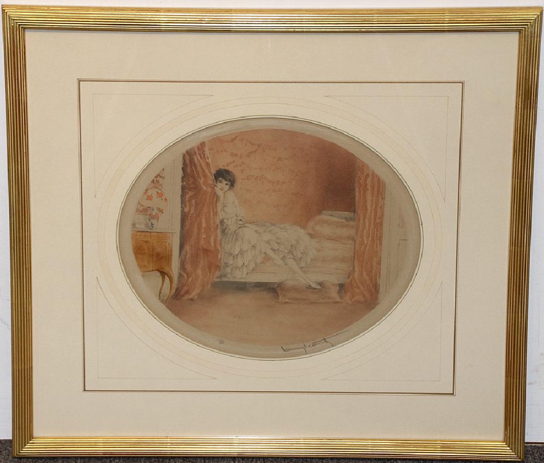 Louis Icart Etching, Pink Alcove (1 of 2)