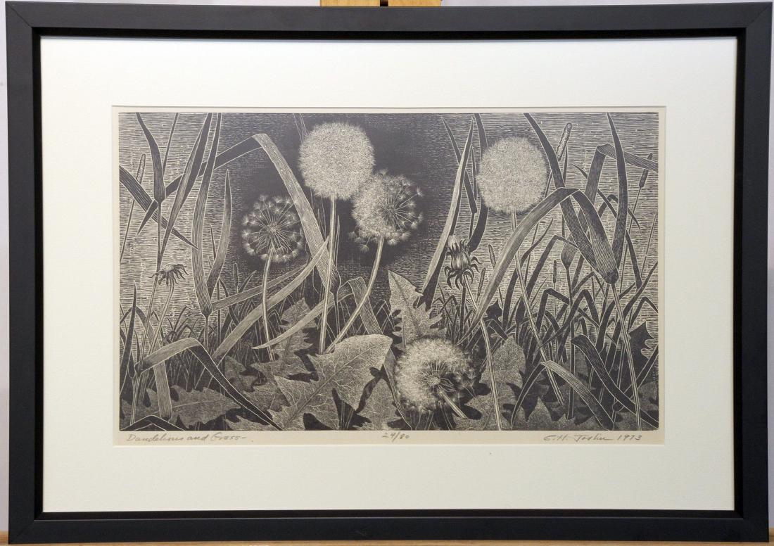 Charles H. Joslin Engraving, Dandelions and Grass (1 of 3)