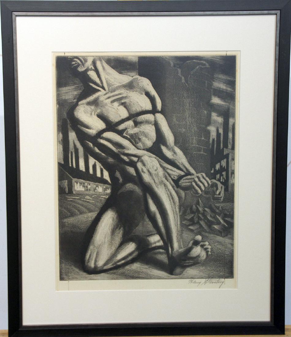 Harry Sternberg Etching, Enough (1 of 2)