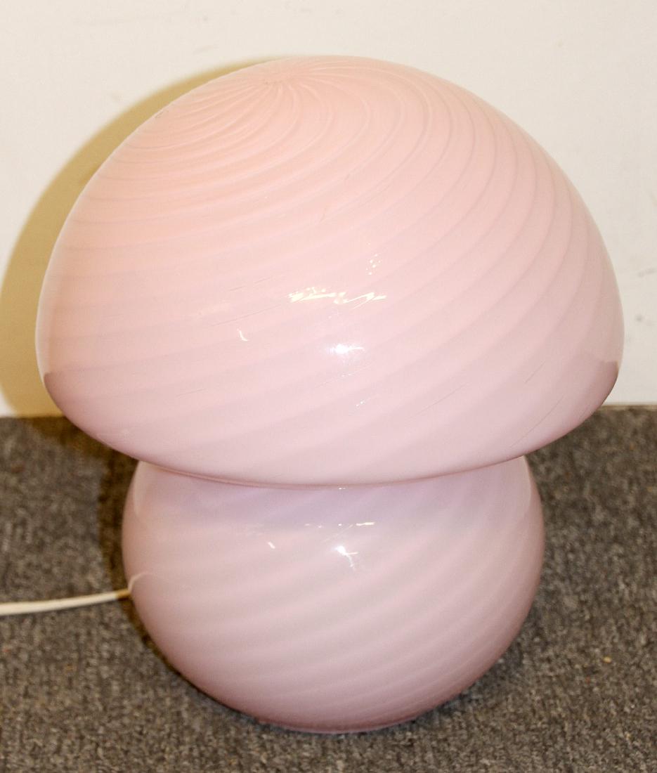 Pink Swirl Glass Mushroom Table Lamp (1 of 2)