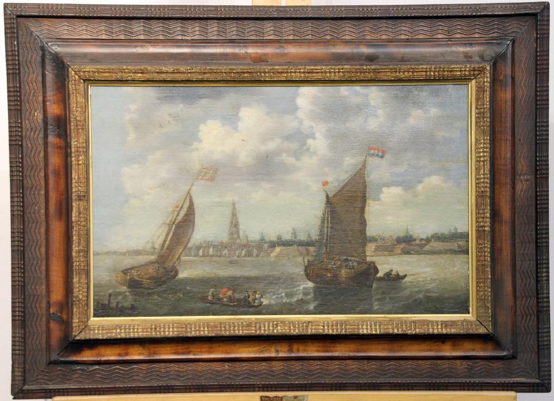 Continental School Oil on Board, Maritime Scene (1 of 3)