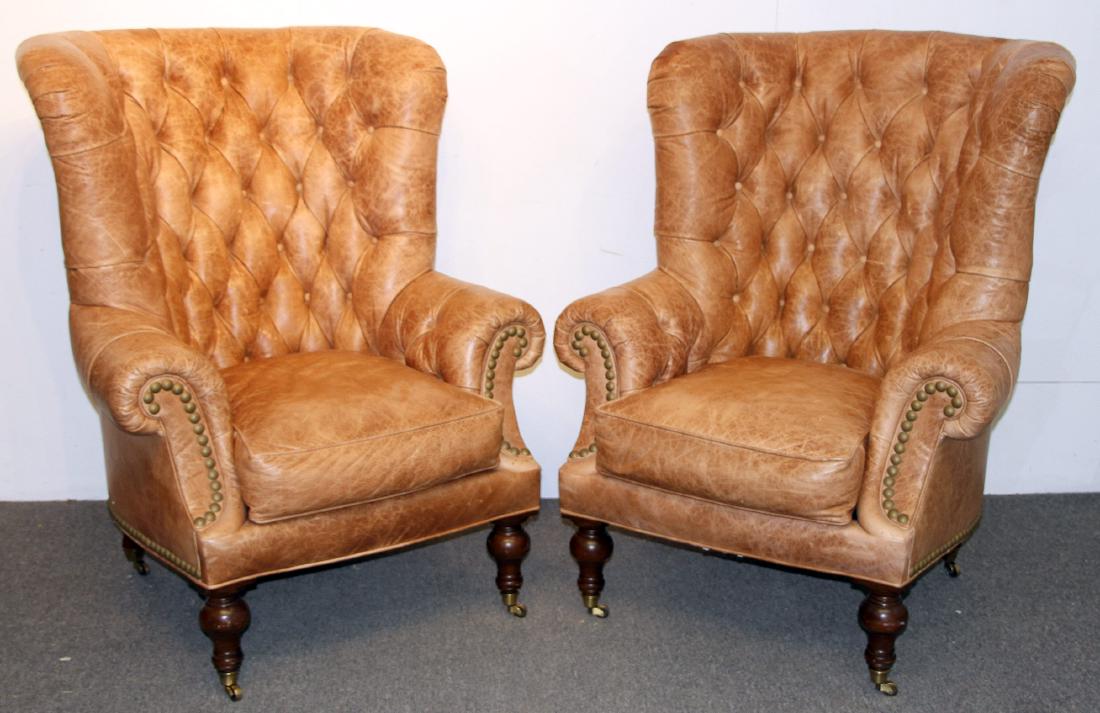 Pr. Lillian August Leather Wing Chairs (1 of 4)