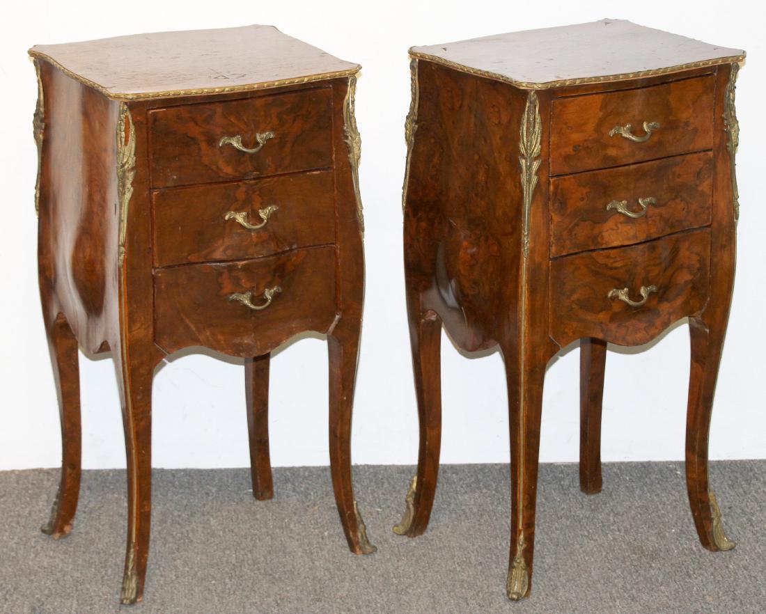 Pair of French Louis XV Style Bombe Nightstands (1 of 3)