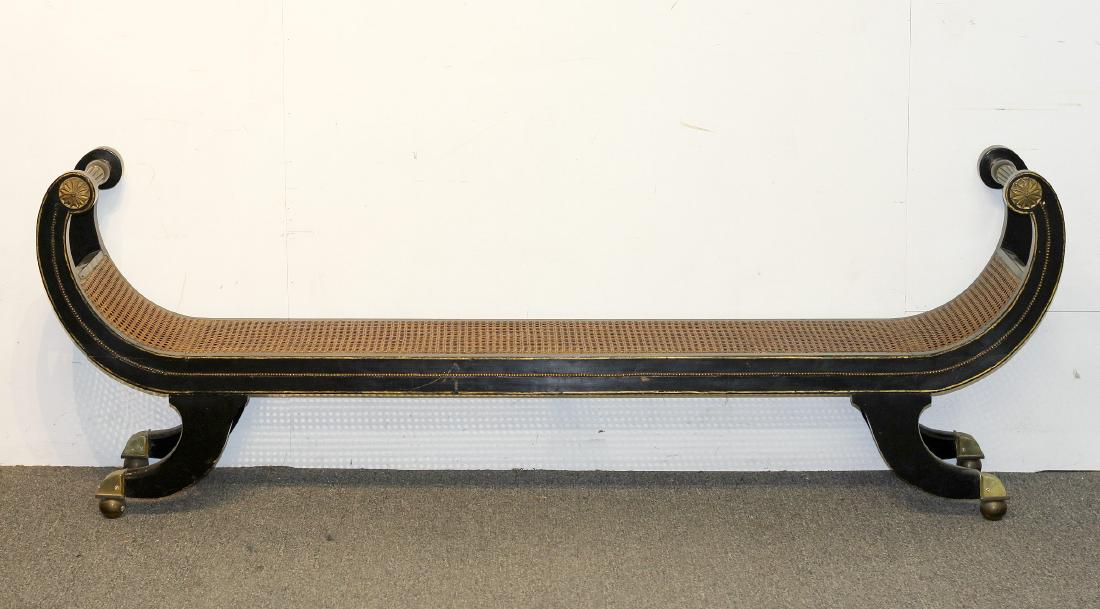 Regency-style Ebonized Window Bench (1 of 2)