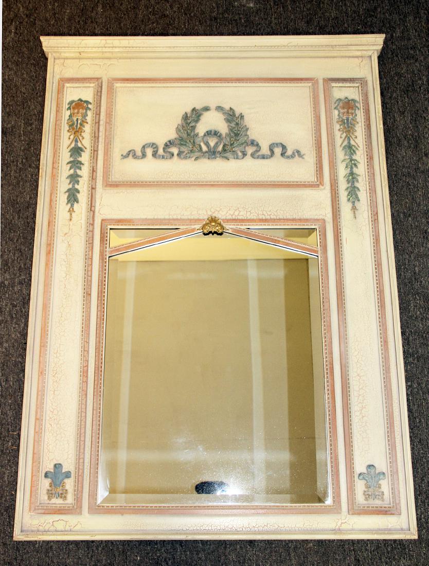 French-style Painted Trumeau Mirror (1 of 2)