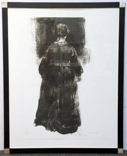 Paula Rego Lithograph on Paper, Jane Eyre.: Paula Rego (British/Portuguese, 1935-). A lithograph on paper titled "Jane Eyre: The Guardians, Jane Eyre Suite", 2003. Pencil signed and numbered 30/35. 34-1/2 x 25-1/2 in. Lot includes a copy of "Pa