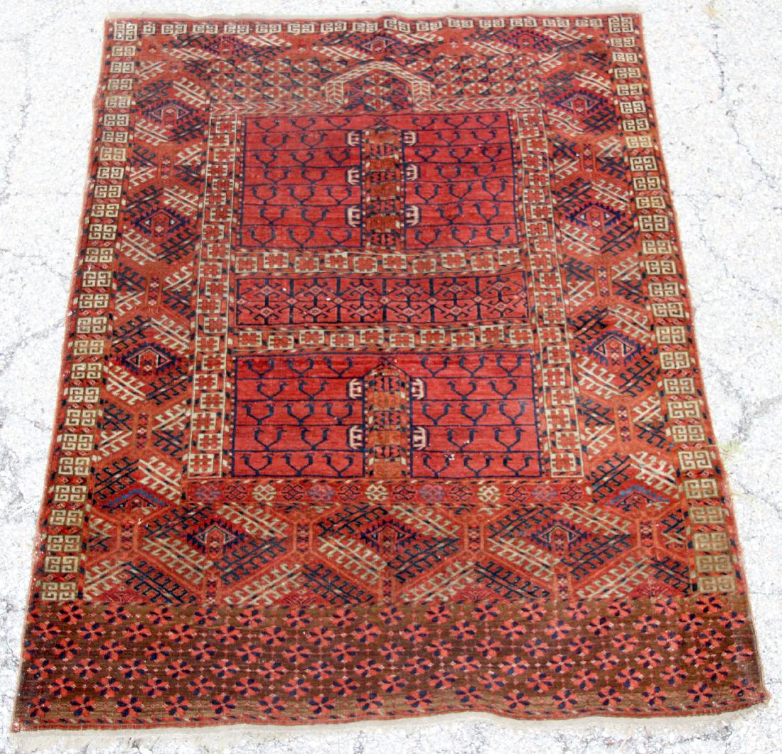 Turkoman Prayer Carpet, 5ft 4in. x 4ft 11in. (1 of 3)