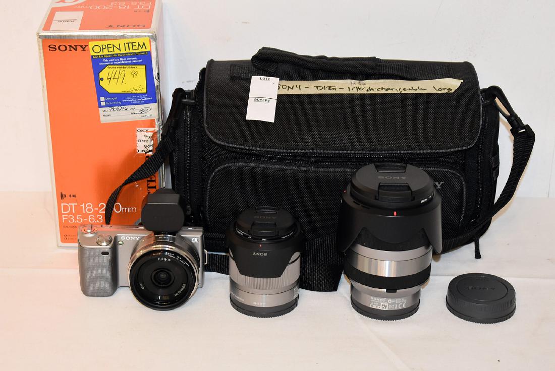 Sony Alpha Nex 5 with 3 Lenses, view finder and sony (1 of 2)
