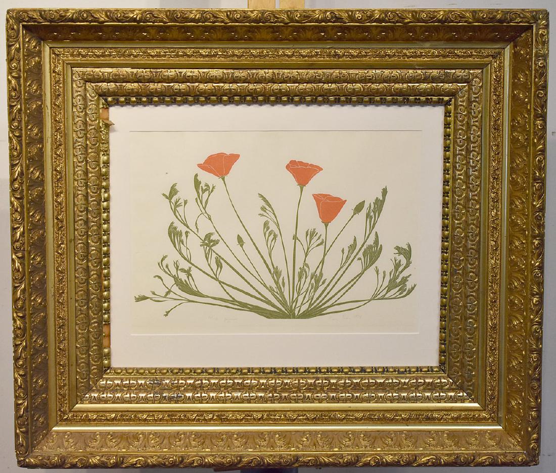 Harry Evans. Woodblock Print, Poppies (1 of 3)
