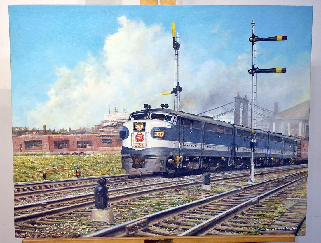 Tony Fachet. Oil on Panel, Missouri Pacific Lines 337 (1 of 3)