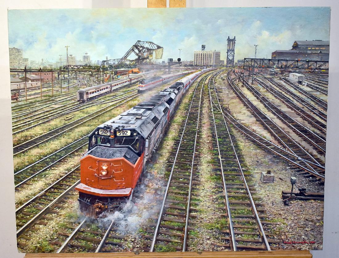 Tony Fachet. Oil on Panel, Railroad Junction (1 of 3)