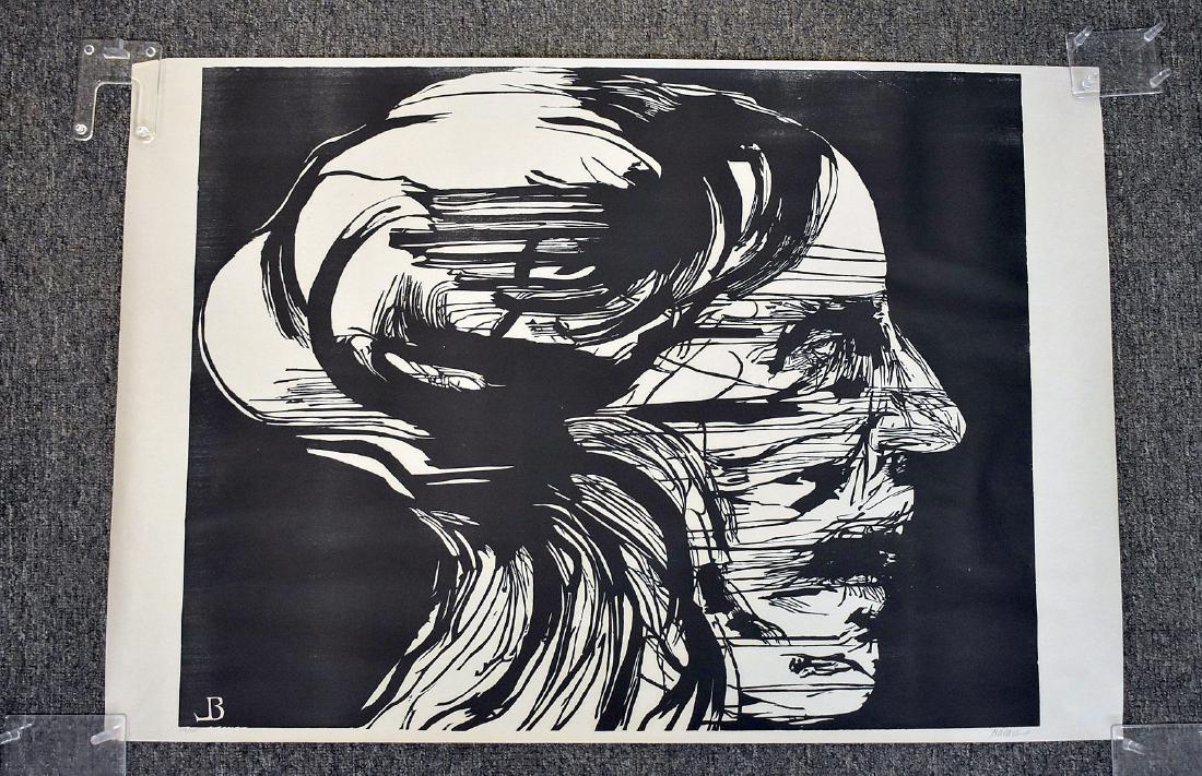 Leonard Baskin. Woodcut, Agonized (1 of 3)