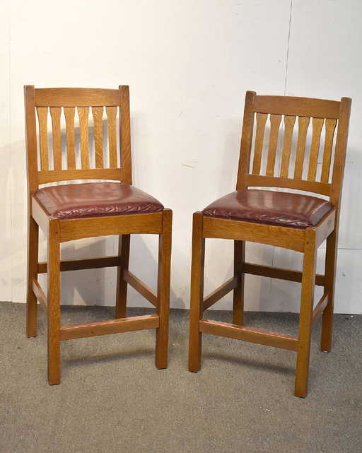 Two Stickley Oak Stools