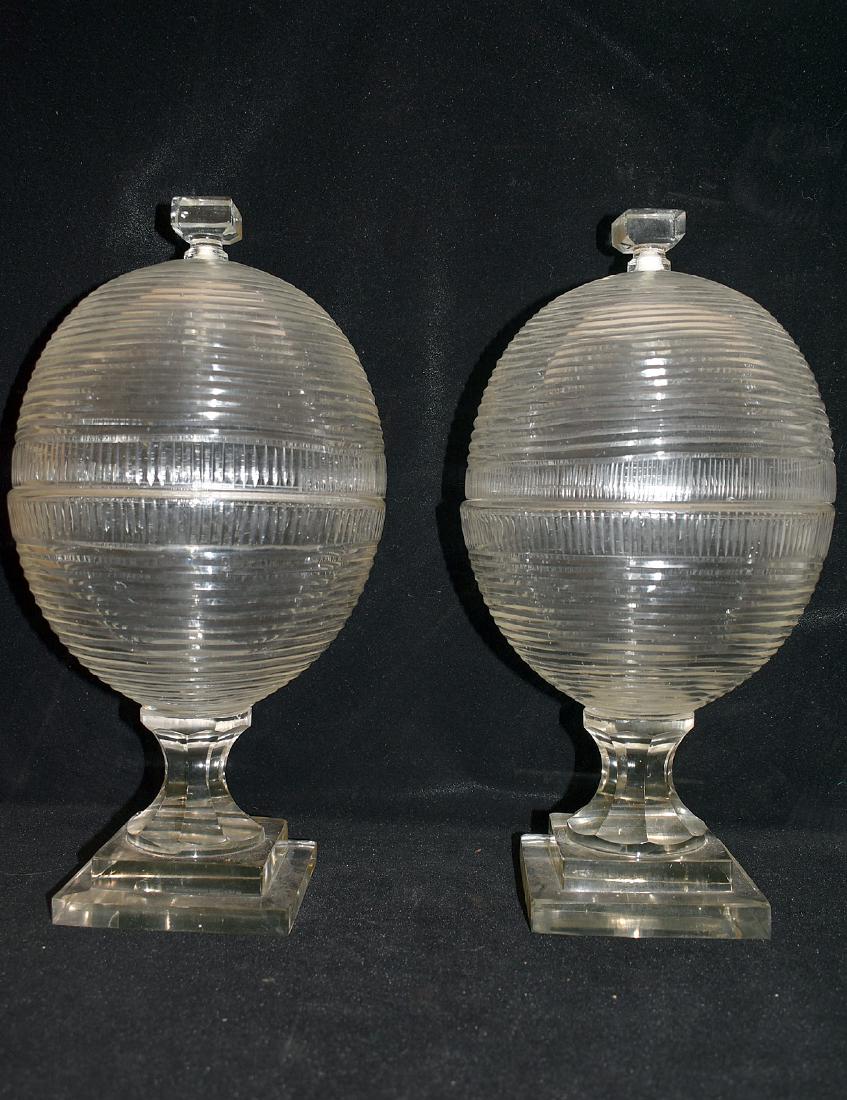 Two Ribbed Crystal Apothecary Jars (1 of 3)