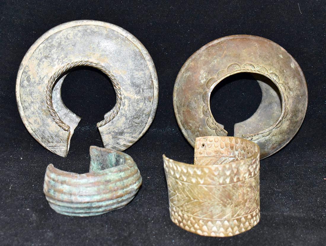 Four African Bronze and Brass Cuff Bracelets (1 of 2)