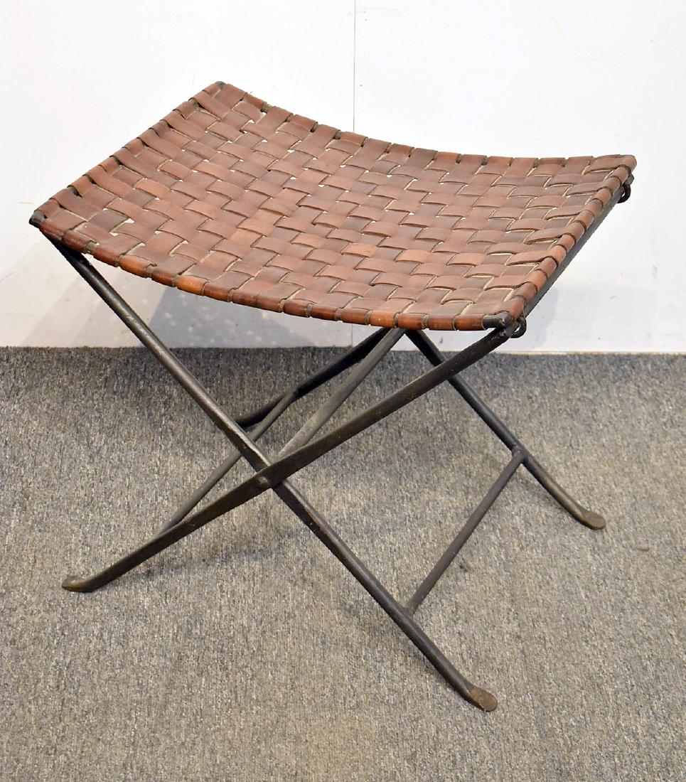 Iron and Leather Folding Stool (1 of 3)