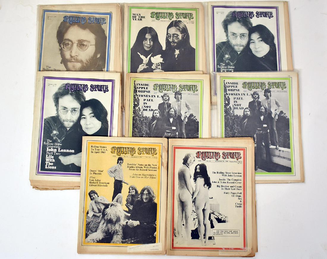 Eight Issues of Beatles Rolling Stone Magazine: Eight issues of "Rolling Stone" magazine, all Beatles related