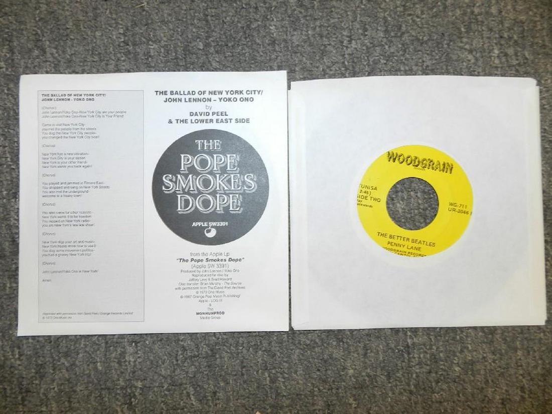 2 Beatles Related 45RPM Records: 2 Beatles-related 45rpm records including The Better Beatles (VG+), David Peel / John Lennon (VG+).