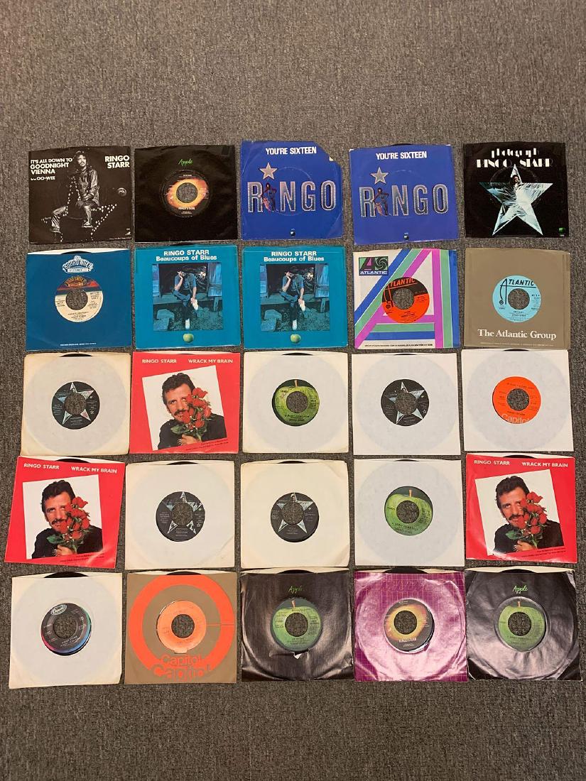 59 Assorted Ringo Starr Related 45RPM Records: A grouping of 59 assorted Ringo Starr-related 45rpm records including picture sleeves, colored vinyl, and imports.