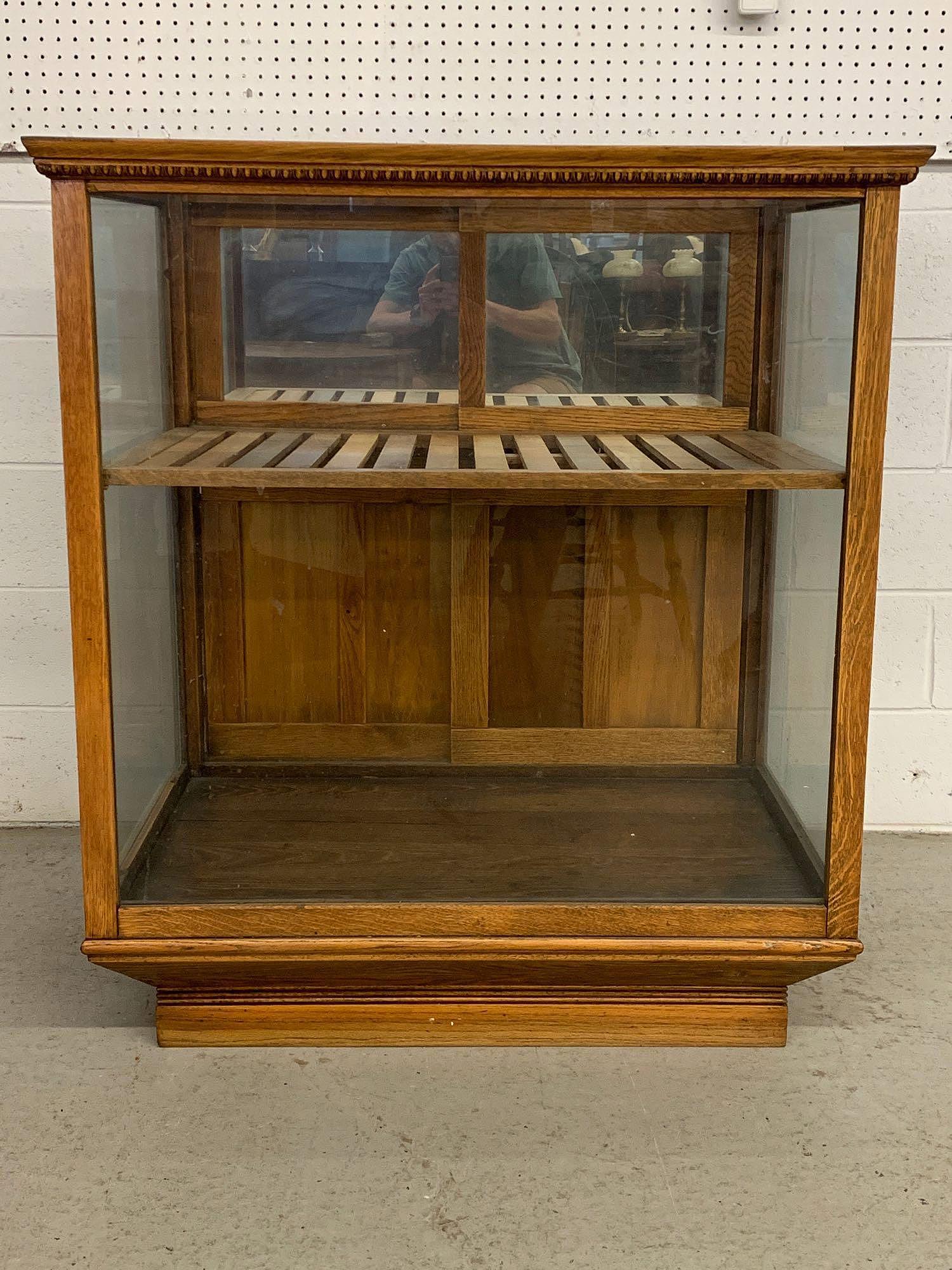 Floor Standing Oak Showcase Cabinet (1 of 4)