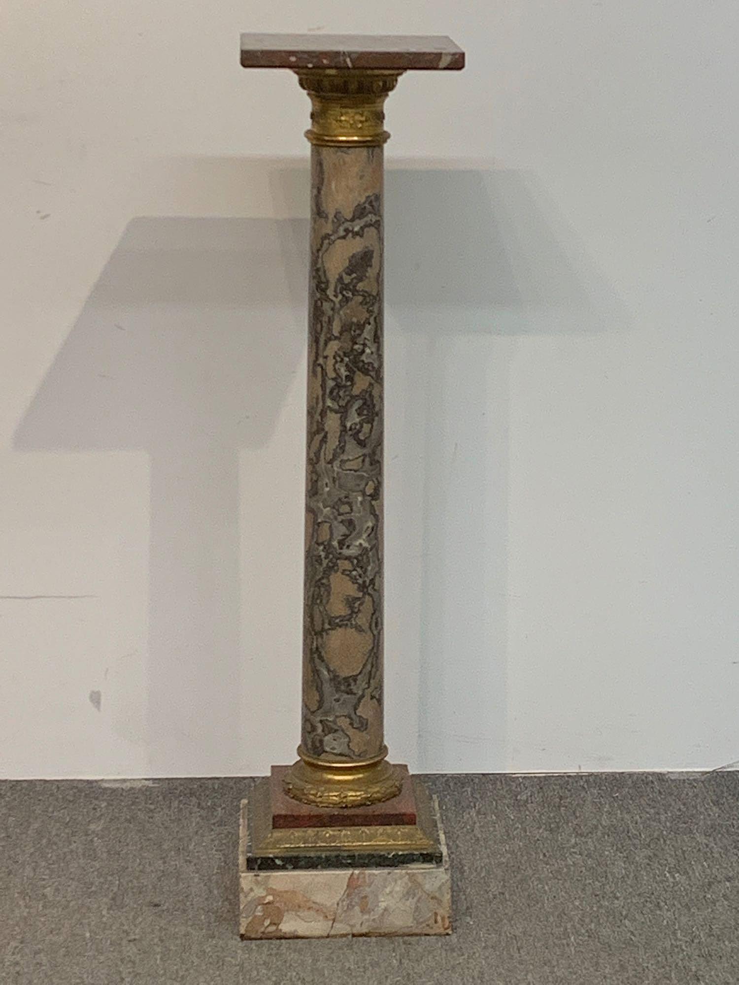 Antique French Marble Pedestal with Ormolu Mounts (1 of 4)