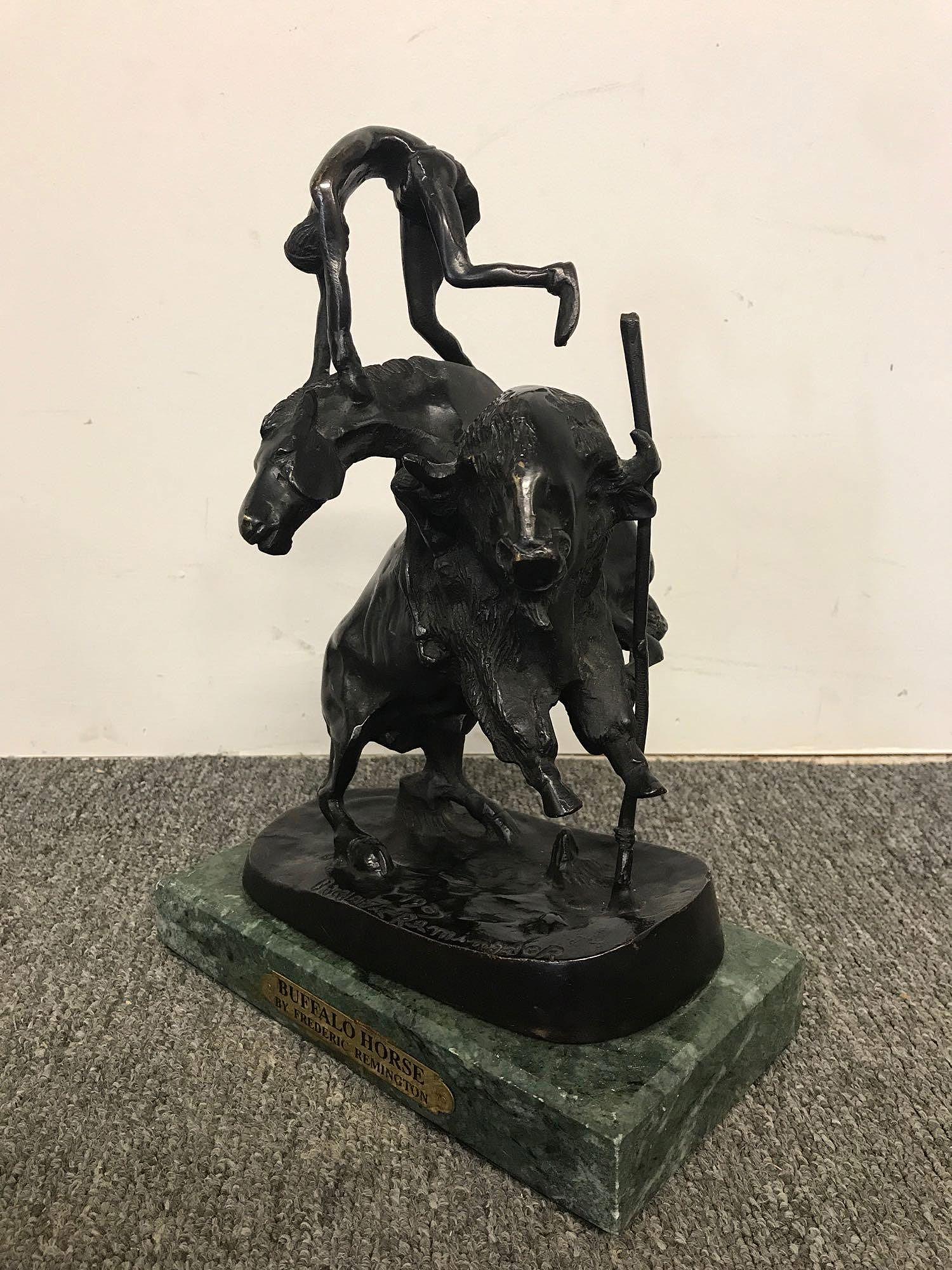 20th C. Frederick Remington Bronze, Buffalo Horse (1 of 8)