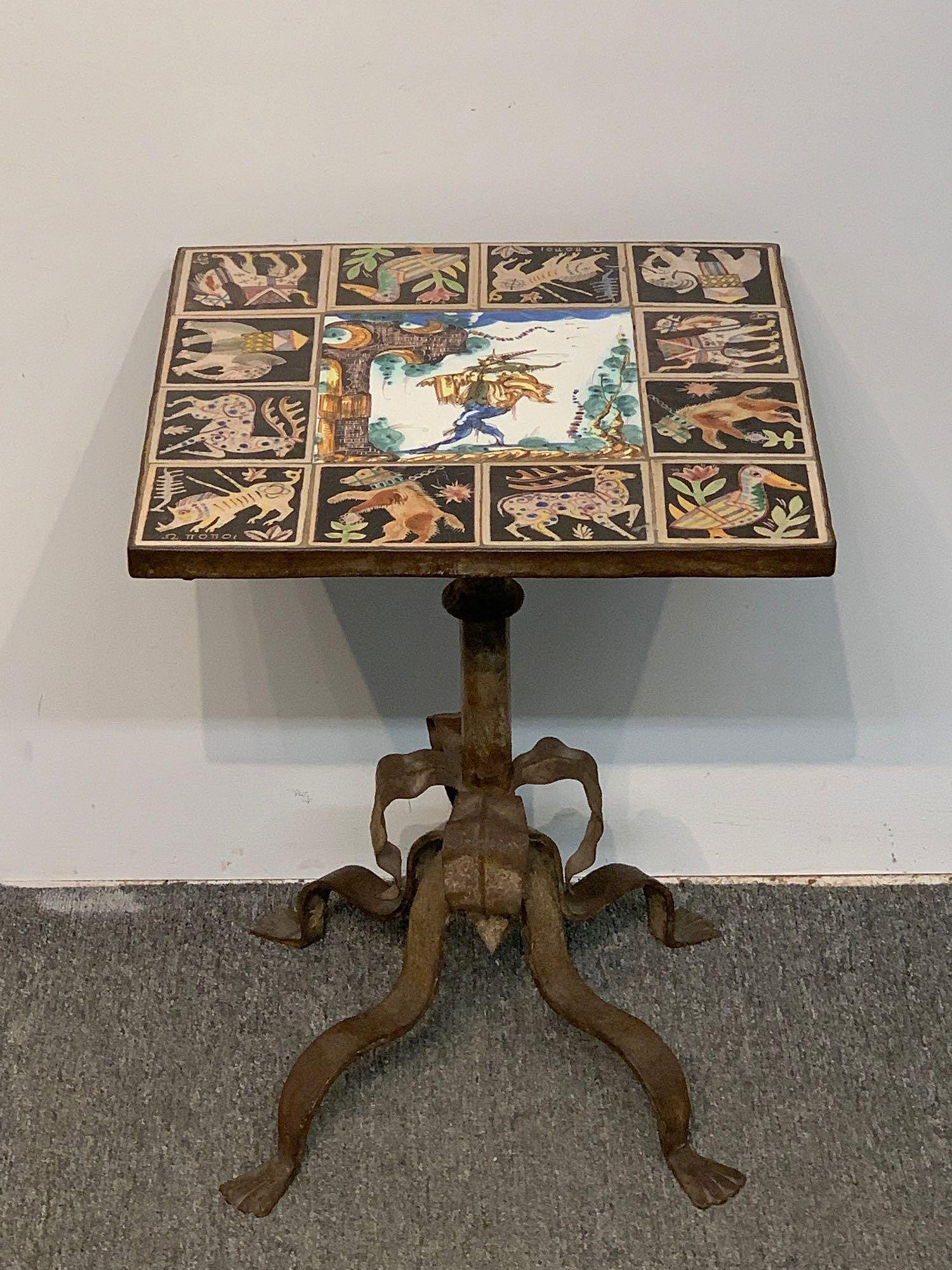 Italian Tile Top Wrought Iron Stand (1 of 6)