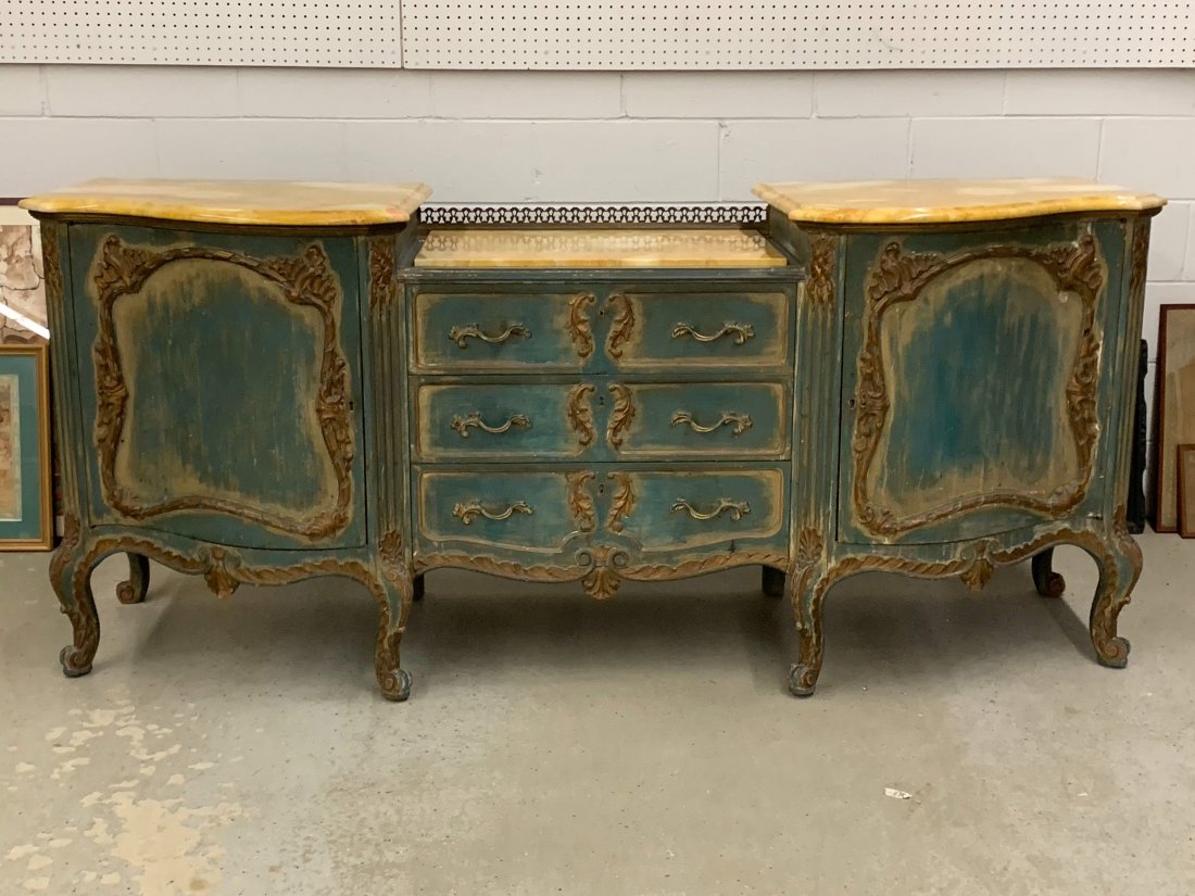 Louis XV-style Marble Top Sideboard (1 of 4)