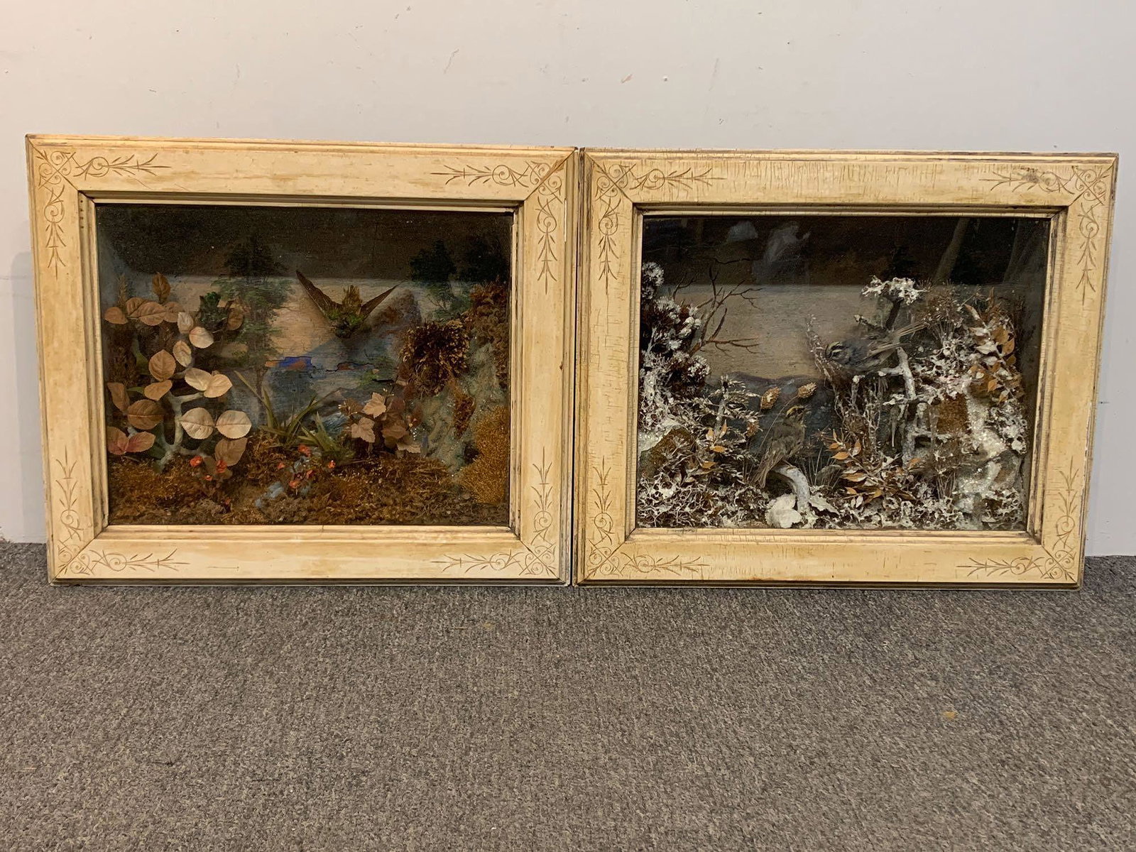 Pair Of Victorian Bird Dioramas (1 of 5)