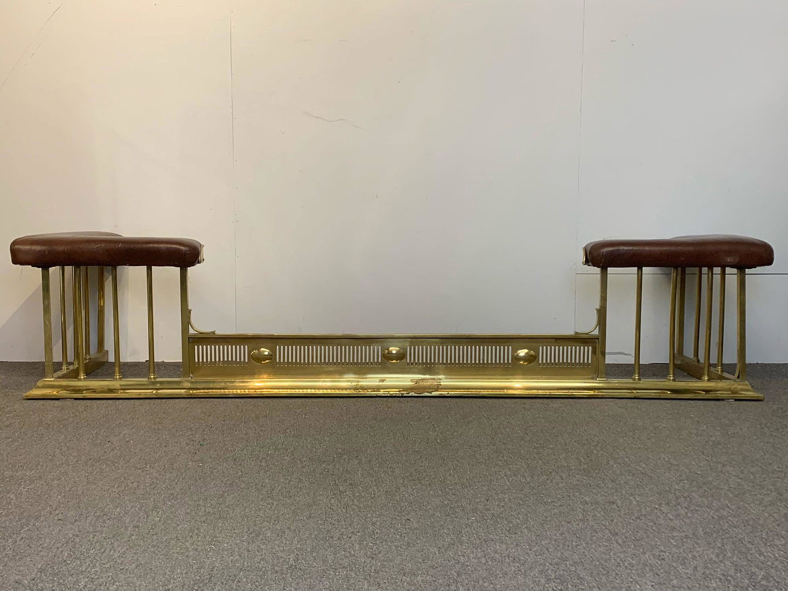 Large English Brass & Leather Club Fender (1 of 8)