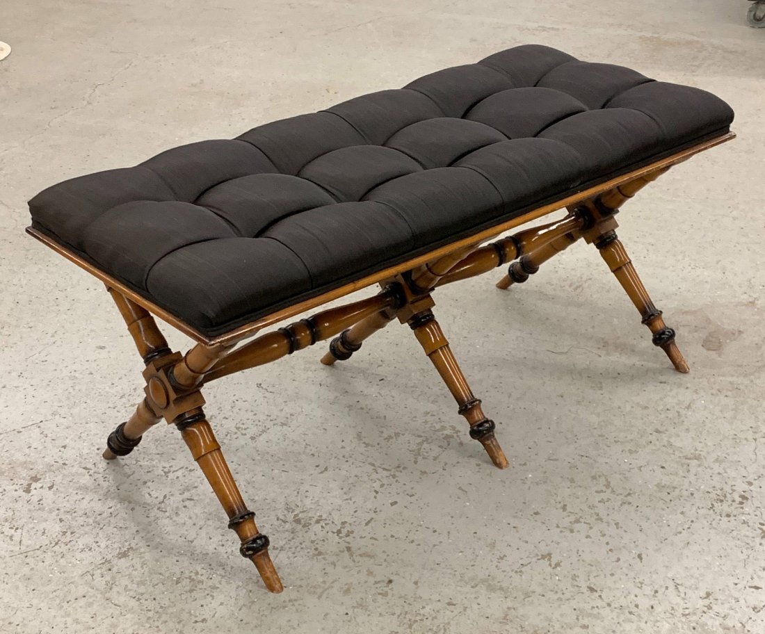 Decorator Upholstered Bench With X Base (1 of 4)